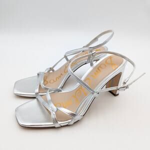 Sam Edelman Emmie Strappy Heel Sandals Women's Soft Silver Size US6M EU36